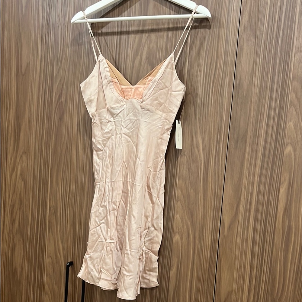 Elegant Peach Silk Slip Dress from anthropology.